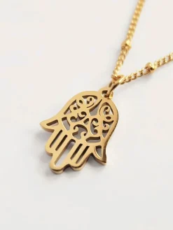 45870 Augusta Jewellery Gold Plated Necklace - Dainty Hamsa