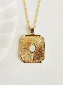 Online 45870 Augusta Jewellery Gold Plated Necklace - Opal Sunburst