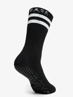 New YOGAMA02 Base 33 Crew Grip Socks - Black & White Stripe