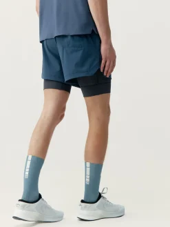 Discount AGENCY01 Born Living Yoga Mashu Double Layer Short - Denim/Road Grey