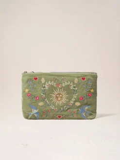 Discount ELIZAB01 Elizabeth Scarlett Velvet Everyday Pouch - Olive Earth Goddess