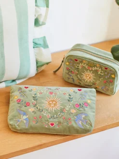 Discount ELIZAB01 Elizabeth Scarlett Velvet Everyday Pouch - Olive Earth Goddess