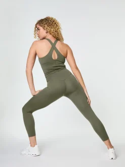 Clearance EASEDK01 Girlfriend Collective Float High Rise 7/8 Leggings - Cured Green