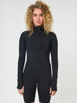 Best EASEDK01 Girlfriend Collective Reset Long Sleeve Mock Neck Half Zip - Black