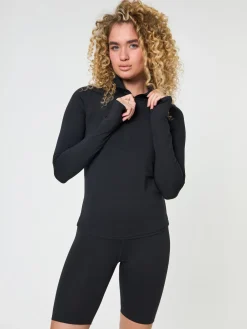 Best EASEDK01 Girlfriend Collective Reset Long Sleeve Mock Neck Half Zip - Black