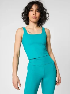 Hot EASEDK01 Girlfriend Collective Tommy Square Neck Tank - Peacock