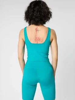 Hot EASEDK01 Girlfriend Collective Tommy Square Neck Tank - Peacock