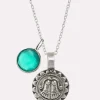 Outlet GODDES01 Goddess Charms Goddess of Protection Pendant with Green Onyx Power Stone - Silver