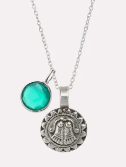 Outlet GODDES01 Goddess Charms Goddess of Protection Pendant with Green Onyx Power Stone - Silver