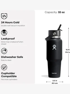 Hot HYDROF01 Hydro Flask 946ml (32oz) Wide Mouth Travel Bottle with Flex Straw - Birch