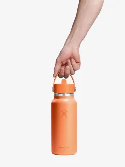 Hot HYDROF01 Hydro Flask 946ml (32oz) Wide Mouth Bottle with Flex Straw Cap - Nectar Orange