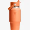 Outlet HYDROF01 Hydro Flask 710ml (24oz) Wide Mouth Travel Bottle with Flex Straw Cap - Nectar Orange