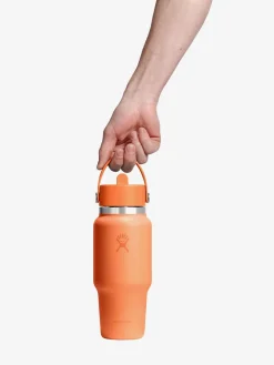 Outlet HYDROF01 Hydro Flask 710ml (24oz) Wide Mouth Travel Bottle with Flex Straw Cap - Nectar Orange