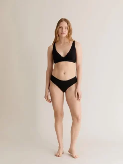 Hot KOMOD01 Komodo Paloma Organic Cotton Lace-Trim Briefs - Black