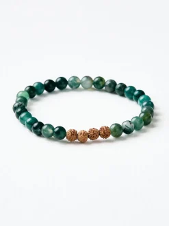 YANTRA01 Mala Bead Bracelet - Green Moss Agate