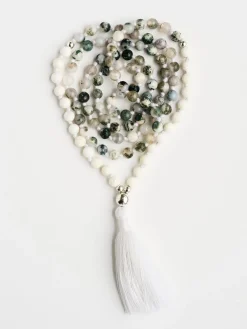 Outlet YANTRA01 Mala Bead Necklace - Tree Agate & Mother of Pearl