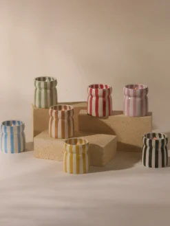New DESIGN01 Paddywax Cabana Striped Ceramic Candle - Bora Bora