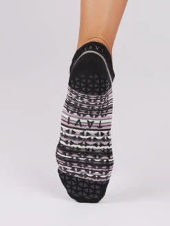 Discount YOGAMA02 Tavi Noir Savvy Grip Socks - Fig Stripe