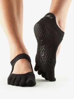 Discount YOGAMA02 ToeSox Full Toe Bellarina Grip Socks - Black