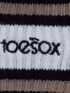 YOGAMA02 ToeSox Full Toe Crew Grip Socks - Oat Stripe