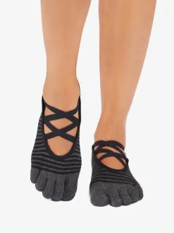 Clearance YOGAMA02 ToeSox Full Toe Elle Grip Socks - Midnight Stripe