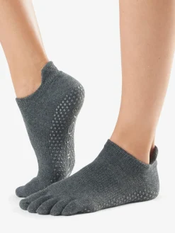 Clearance YOGAMA02 ToeSox Full Toe Low Rise Grip Socks - Charcoal Grey