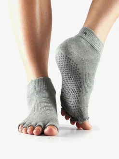 New YOGAMA02 Toesox Grip Half Toe Ankle - Heather Grey