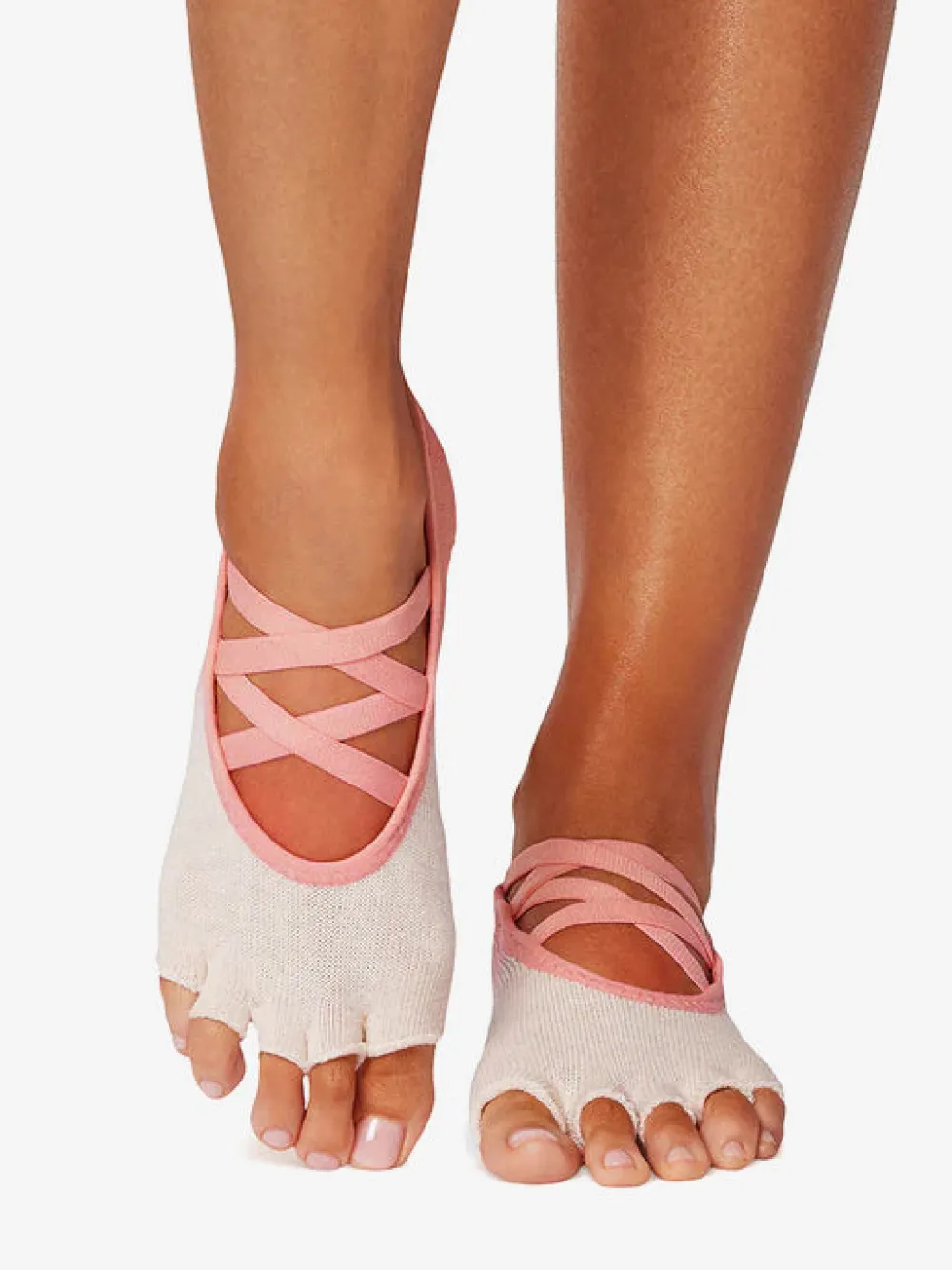 Discount YOGAMA02 ToeSox Half Toe Elle Grip Socks - Hot Coral Ombre