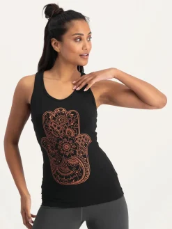 New URBANG01 Urban Goddess Hamsa Core Yoga Tank - Onyx Black