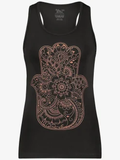 New URBANG01 Urban Goddess Hamsa Core Yoga Tank - Onyx Black