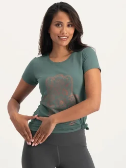 Hot URBANG01 Urban Goddess Hamsa Core Yoga Tee - Forest
