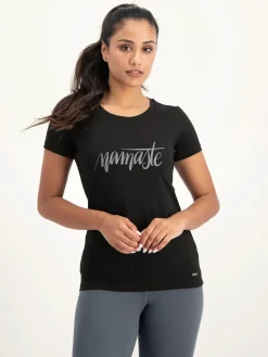 Discount URBANG01 Urban Goddess Namaste Core Yoga Tee - Onyx Black