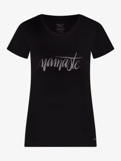 Discount URBANG01 Urban Goddess Namaste Core Yoga Tee - Onyx Black