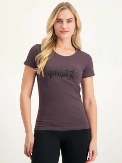 Clearance URBANG01 Urban Goddess Namaste Core Yoga Tee - Berry