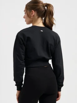 URBANG01 Urban Goddess Naya Cropped Long Sleeve Yoga Top - Onyx Black