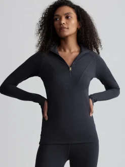 Clearance VARLEY01 Varley Always Warm Base Layer Half Zip - Black Marl
