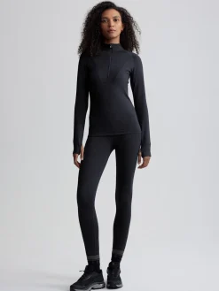Clearance VARLEY01 Varley Always Warm Base Layer Half Zip - Black Marl