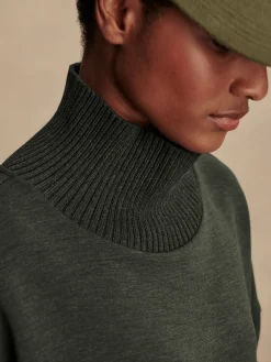 New VARLEY01 Varley Barker High Neck Sweat - Olive Marl