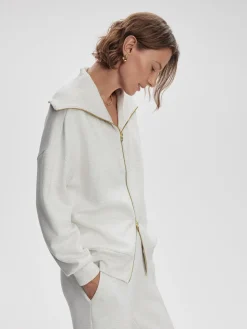 VARLEY01 Varley Halley Zip Through Sweat - Ivory Marl