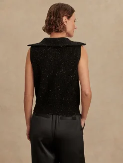 VARLEY01 Varley Hally Half Zip Rib Vest - Black Fleck