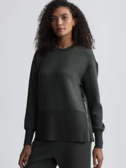 VARLEY01 Varley Lowry Longline Sweat - Olive Marl