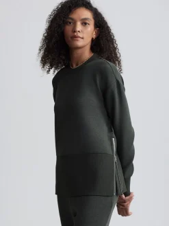 VARLEY01 Varley Lowry Longline Sweat - Olive Marl
