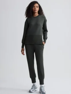 VARLEY01 Varley Lowry Longline Sweat - Olive Marl