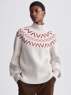 Hot VARLEY01 Varley Marcie Fairisle Yoke Knit Sweater - Silver Birch
