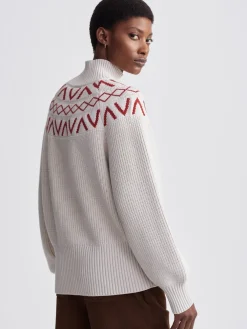Hot VARLEY01 Varley Marcie Fairisle Yoke Knit Sweater - Silver Birch