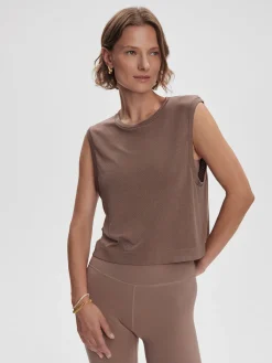 Hot VARLEY01 Varley Page Seamless Crop Tank - Deep Taupe