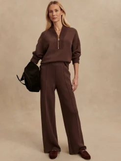 Discount VARLEY01 Varley Sally Half Zip Sweat - Coffee Bean Marl