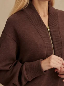 Discount VARLEY01 Varley Sally Half Zip Sweat - Coffee Bean Marl