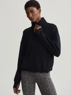 New VARLEY01 Varley Sian Cropped Half Zip Midlayer - Black