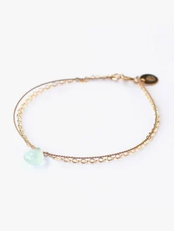 Online WANDER01 Wanderlust Gold & Silk Sea Glass Chalcedony Bracelet